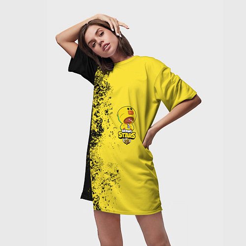 Женская длинная футболка Brawl Stars SALLY LEON / 3D-принт – фото 3