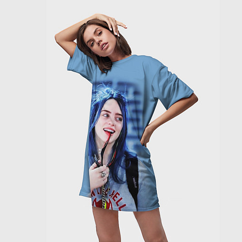 Женская длинная футболка BILLIE EILISH / 3D-принт – фото 3