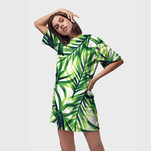 Женская длинная футболка Тропики / 3D-принт – фото 3