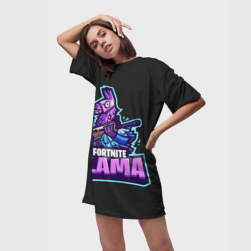 Женская длинная футболка Fortnite LLAMA / 3D-принт – фото 3