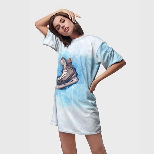 Женская длинная футболка Фмгурное катание / 3D-принт – фото 3