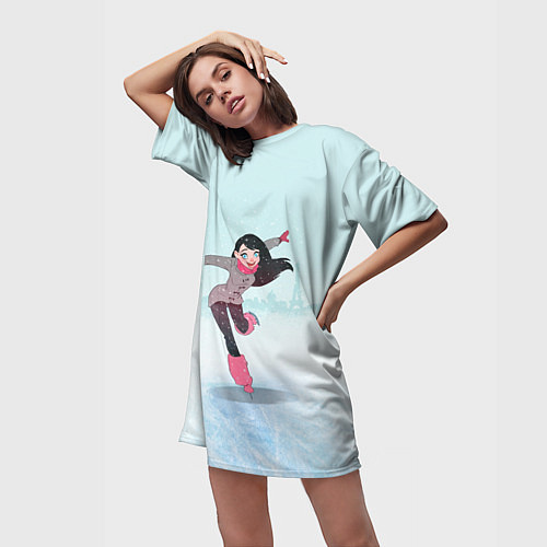 Женская длинная футболка Фигурное катание / 3D-принт – фото 3