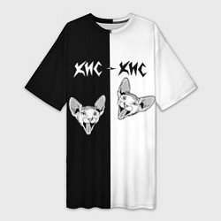 Футболка женская длинная Кис-Кис, цвет: 3D-принт