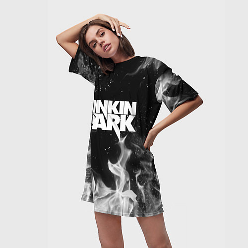 Женская длинная футболка LINKIN PARK / 3D-принт – фото 3