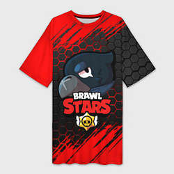 Футболка женская длинная BRAWL STARS CROW, цвет: 3D-принт