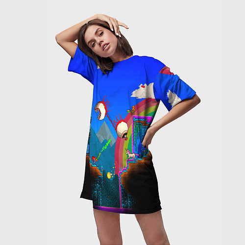Женская длинная футболка TERRARIA GAME / 3D-принт – фото 3