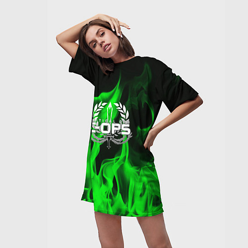 Женская длинная футболка C-OPSCRITICAL OPS / 3D-принт – фото 3