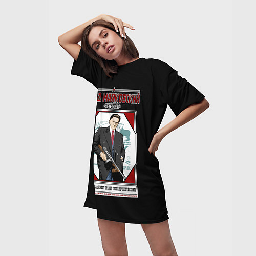 Женская длинная футболка Влад Маяковский / 3D-принт – фото 3