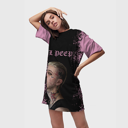 Женская длинная футболка LiL PEEP / 3D-принт – фото 3