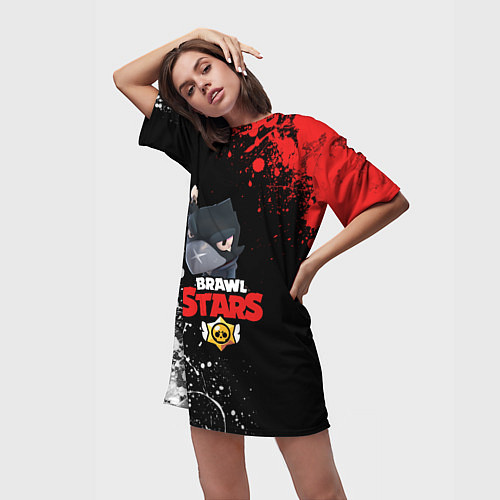 Женская длинная футболка Бравл старс / 3D-принт – фото 3