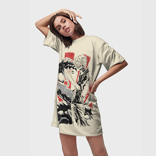 Женская длинная футболка Токийский гуль / 3D-принт – фото 3