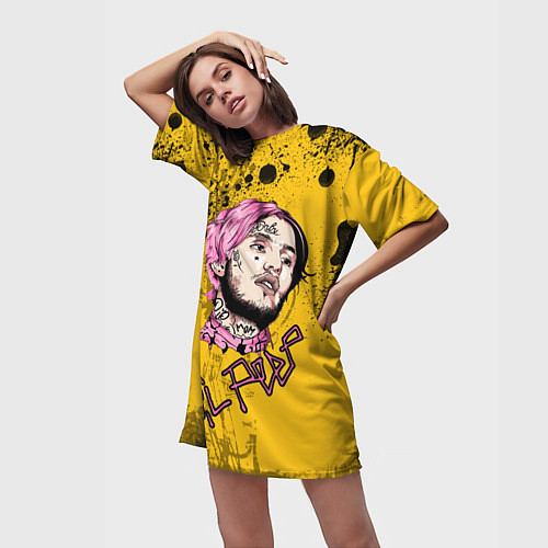 Женская длинная футболка Lil Peep / 3D-принт – фото 3