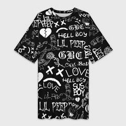 Футболка женская длинная LIL PEEP LOGOBOMBING, цвет: 3D-принт