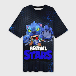 Футболка женская длинная Brawl Stars Blue Hex, цвет: 3D-принт