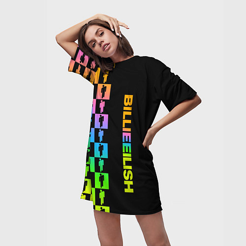 Женская длинная футболка BILLIE EILISH / 3D-принт – фото 3