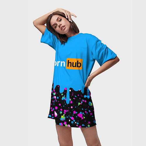 Женская длинная футболка PornHub / 3D-принт – фото 3
