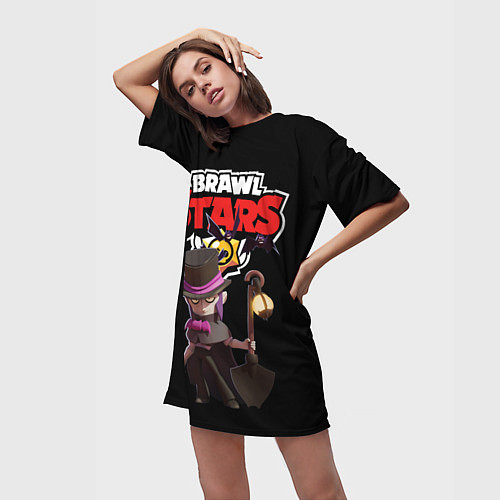 Женская длинная футболка Мортис Brawl Stars / 3D-принт – фото 3