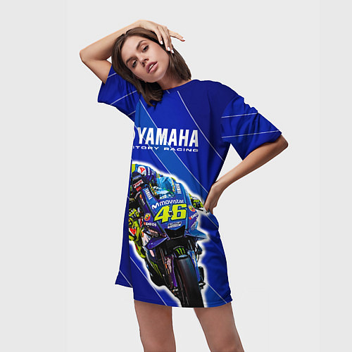Женская длинная футболка Valentino Rossi / 3D-принт – фото 3