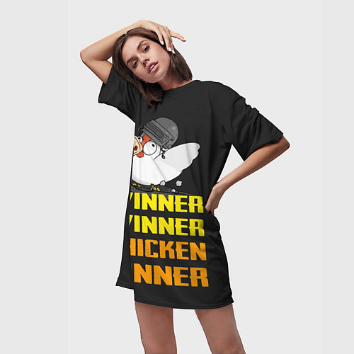 Женская длинная футболка Winner Chicken Dinner / 3D-принт – фото 3