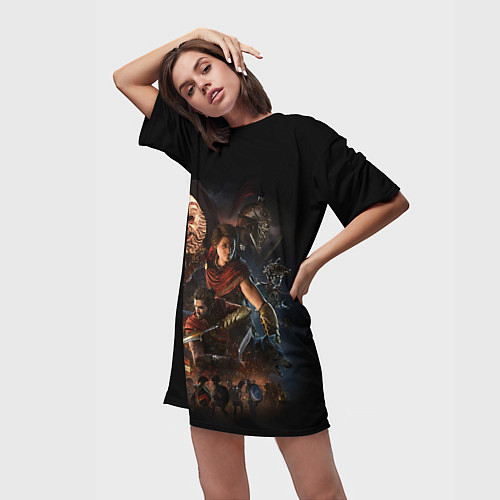 Женская длинная футболка ASSASSINS CREED / 3D-принт – фото 3