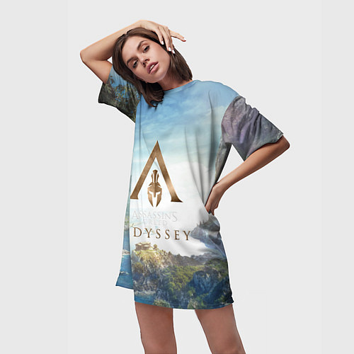 Женская длинная футболка Oddysey / 3D-принт – фото 3