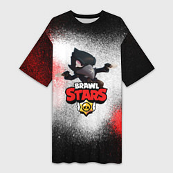 Футболка женская длинная BRAWL STARS CROW, цвет: 3D-принт