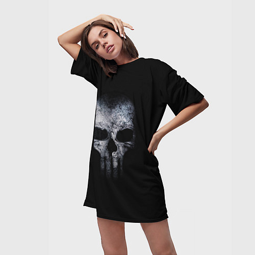 Женская длинная футболка Череп / 3D-принт – фото 3