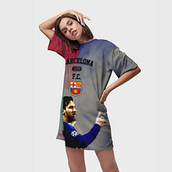 Футболка женская длинная Messi, цвет: 3D-принт — фото 2