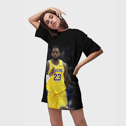 Женская длинная футболка Леброн Джеймс / 3D-принт – фото 3