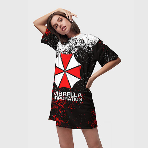 Женская длинная футболка UMBRELLA CORP / 3D-принт – фото 3