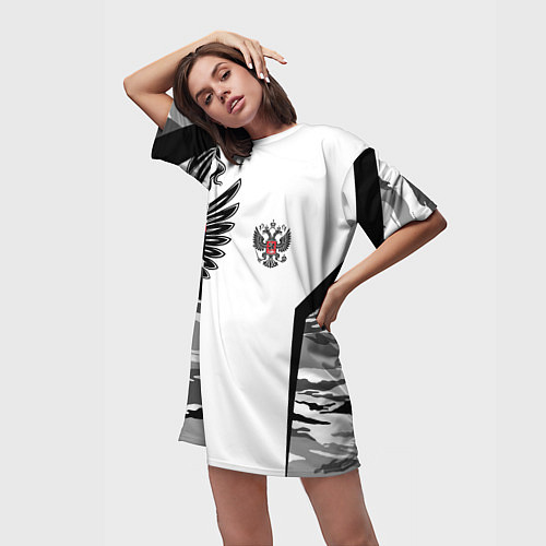Женская длинная футболка Камуфляж Россия / 3D-принт – фото 3