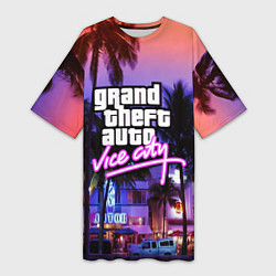 Футболка женская длинная Grand Theft Auto Vice City, цвет: 3D-принт