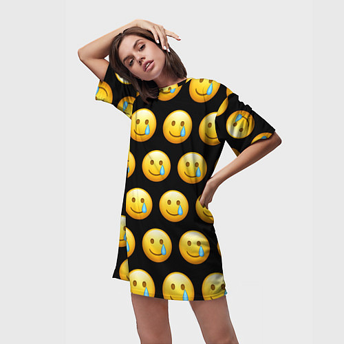 Женская длинная футболка New Emoji / 3D-принт – фото 3