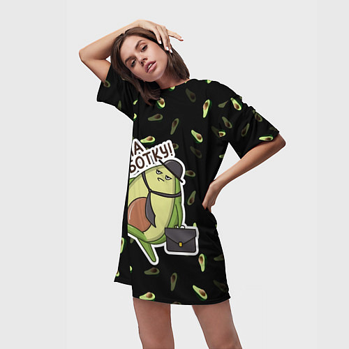 Женская длинная футболка Авокадо / 3D-принт – фото 3