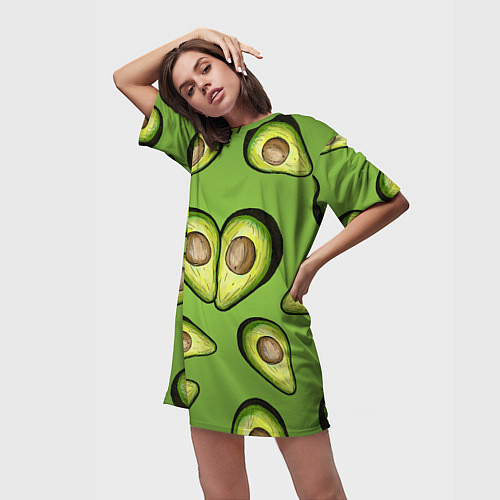 Женская длинная футболка Люблю авокадо / 3D-принт – фото 3