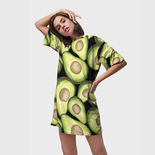 Женская длинная футболка Avocado background / 3D-принт – фото 3