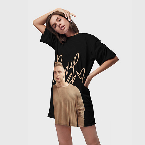 Женская длинная футболка Егор Крид / 3D-принт – фото 3