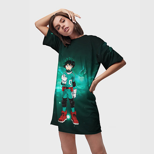 Женская длинная футболка Изуку Мидория / 3D-принт – фото 3