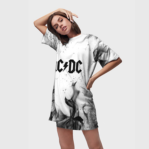 Женская длинная футболка ACDC / 3D-принт – фото 3