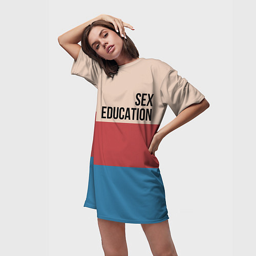 Женская длинная футболка Половое воспитание / 3D-принт – фото 3