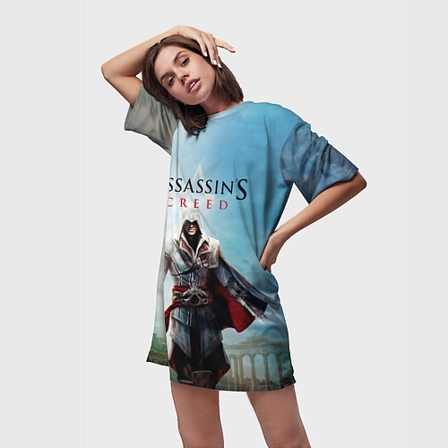 Женская длинная футболка Assassins Creed / 3D-принт – фото 3