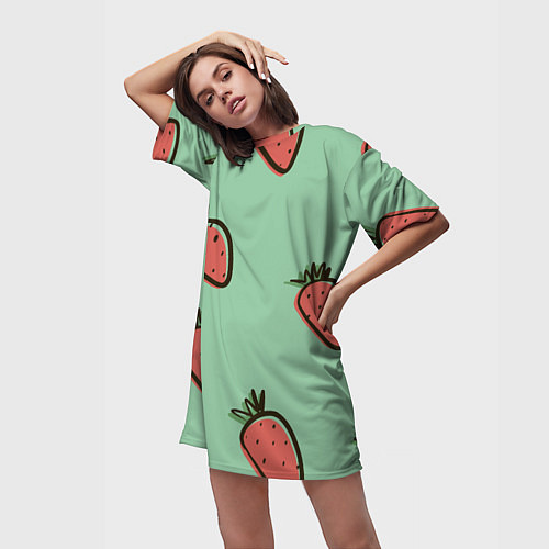 Женская длинная футболка Морковный дождь / 3D-принт – фото 3