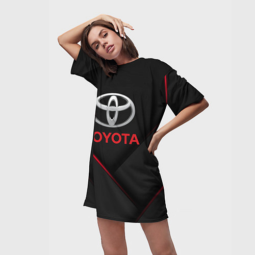 Женская длинная футболка TOYOTA / 3D-принт – фото 3