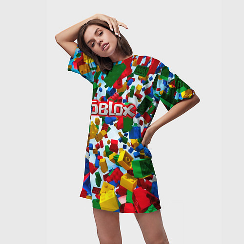 Женская длинная футболка Roblox Cubes / 3D-принт – фото 3
