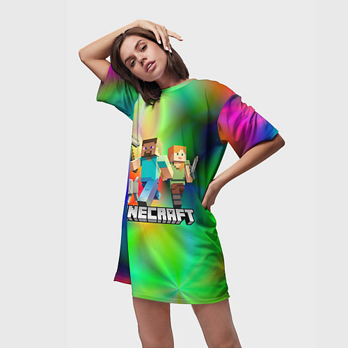 Женская длинная футболка MINECRAFT / 3D-принт – фото 3