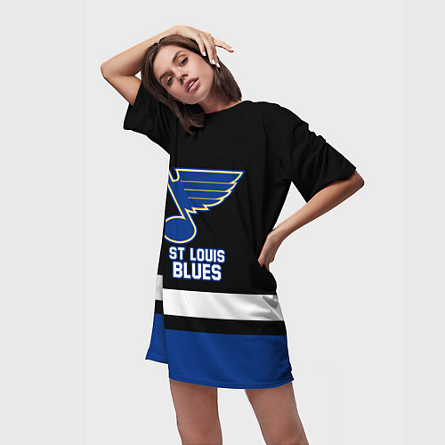Женская длинная футболка Сент-Луис Блюз / 3D-принт – фото 3