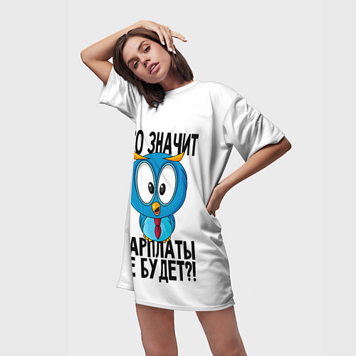 Женская длинная футболка Птичка в шоке / 3D-принт – фото 3