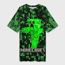 Футболка женская длинная MINECRAFT CREEPER, цвет: 3D-принт