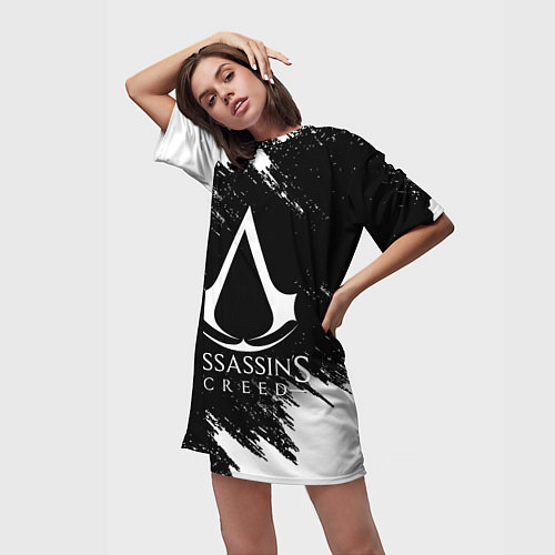 Женская длинная футболка ASSASSINS CREED / 3D-принт – фото 3