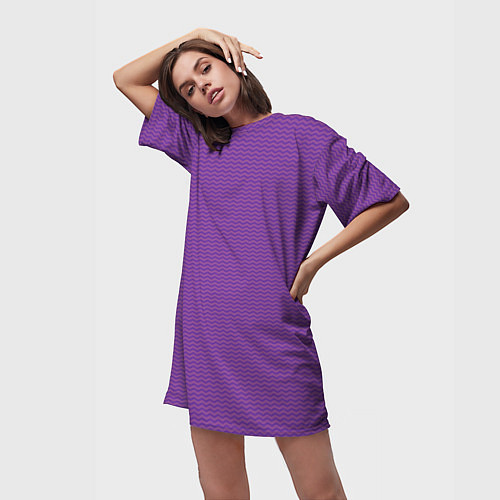 Женская длинная футболка Фиолетовая волна / 3D-принт – фото 3